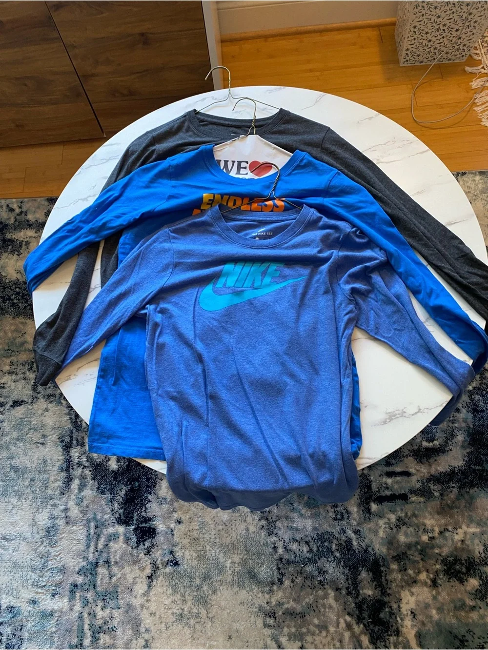Nike Blue Long-Sleeve Tee with Teal Logo